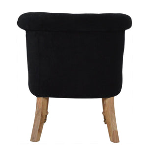 Onyx Accent Chair Black Velvet Buttoned Tub Caster Oak Leg