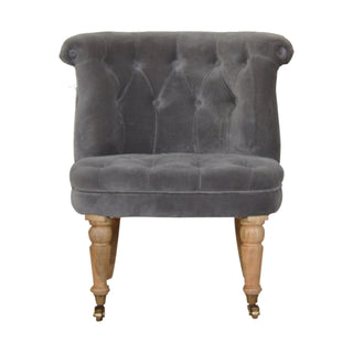 Sterling Accent Chair Grey Velvet Buttoned Tub Caster Oak Leg