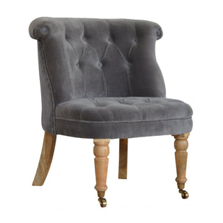 Sterling Accent Chair Grey Velvet Buttoned Tub Caster Oak Leg