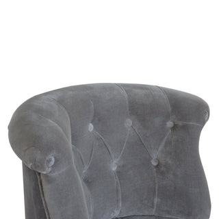 Sterling Accent Chair Grey Velvet Buttoned Tub Caster Oak Leg