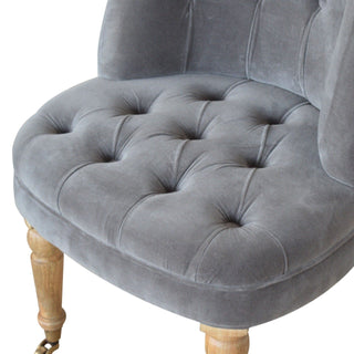 Sterling Accent Chair Grey Velvet Buttoned Tub Caster Oak Leg