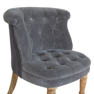 Sterling Accent Chair Grey Velvet Buttoned Tub Caster Oak Leg