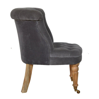 Sterling Accent Chair Grey Velvet Buttoned Tub Caster Oak Leg