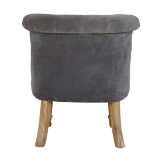 Sterling Accent Chair Grey Velvet Buttoned Tub Caster Oak Leg