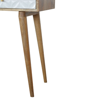 Blanc Console Table with Drawers White Diamond Carved Mango Wood Oak