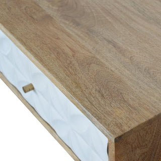 Blanc Console Table with Drawers White Diamond Carved Mango Wood Oak