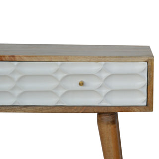 Modo Console Table with Drawers White Capsule Carved Mango Wood Oak