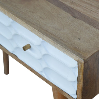 Modo Console Table with Drawers White Capsule Carved Mango Wood Oak