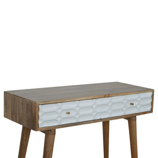 Modo Console Table with Drawers White Capsule Carved Mango Wood Oak