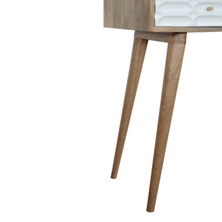 Modo Console Table with Drawers White Capsule Carved Mango Wood Oak