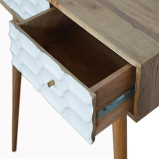 Modo Console Table with Drawers White Capsule Carved Mango Wood Oak