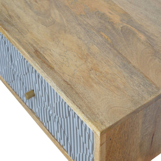 Slate Hallway Console Table with Drawer Grey Hand-Carved Linen Front