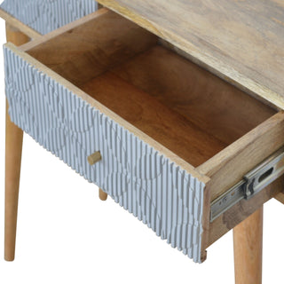 Slate Hallway Console Table with Drawer Grey Hand-Carved Linen Front