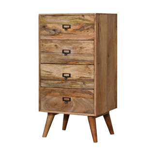 Side angle view of Quill Filing Cabinet Four-Drawer Natural Oak Label-Pull Home Office
