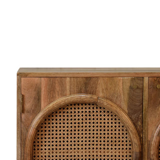 Larissa Rattan Sideboard Twin Circular Porthole Doors Double Cabinet Natural Rattan