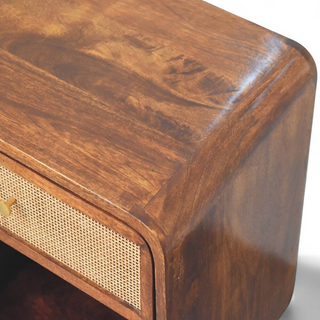 Rattan Bedside Table Cane Drawer Open Cube - lifestyle living room
