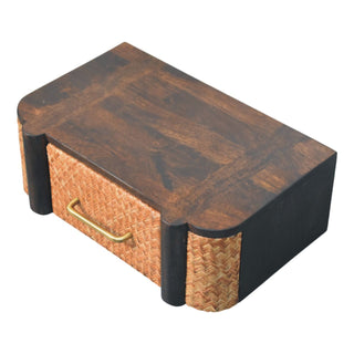 Storage view of Rattan Chest of Drawers Wall Mounted Cane Front Mocha Natural Rattan