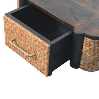 Top view of Rattan Chest of Drawers Wall Mounted Cane Front Mocha Natural Rattan