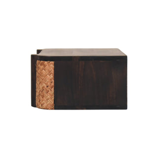 Back view of Rattan Chest of Drawers Wall Mounted Cane Front Mocha Natural Rattan
