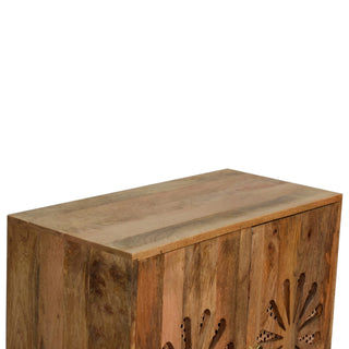 Rosalie Rattan Sideboard Cut-Out Petal Doors Nordic Legs Natural Rattan