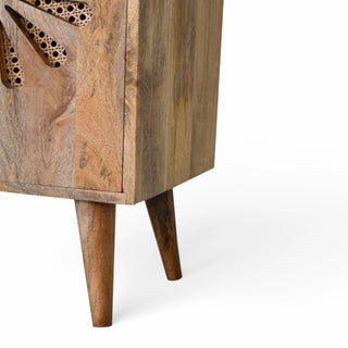 Rosalie Rattan Sideboard Cut-Out Petal Doors Nordic Legs Natural Rattan
