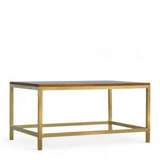 Rectangular Mid-Century Modern Coffee Table with Gold Base - dimensions scale