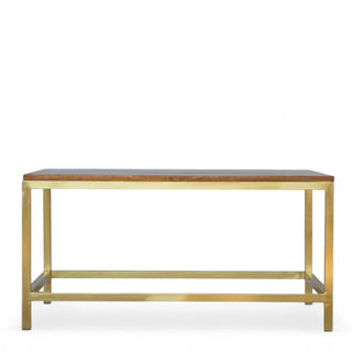 Rectangular Mid-Century Modern Coffee Table with Gold Base - front view