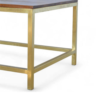 Rectangular Mid-Century Modern Coffee Table with Gold Base - product white background