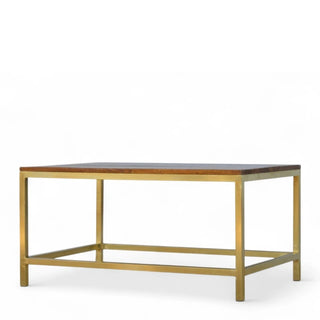 Rectangular Mid-Century Modern Coffee Table with Gold Base - top surface overhead