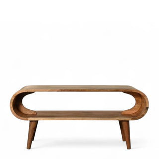 Rectangular Mid-Century Modern Solid Wood Coffee Table - front view