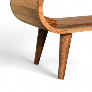 Rectangular Mid-Century Modern Solid Wood Coffee Table - leg detail close up