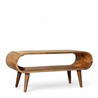 Rectangular Mid-Century Modern Solid Wood Coffee Table - side angle view