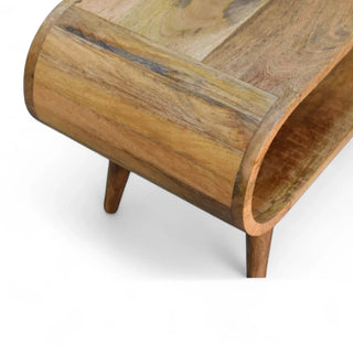 Rectangular Mid-Century Modern Solid Wood Coffee Table - top surface overhead