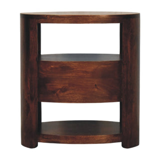Remi Side Table Fluted Mango Wood - product white background