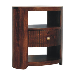 Remi Side Table Fluted Mango Wood - side angle view