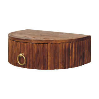 Ring pull wall nightstand side view left showing solid wood construction
