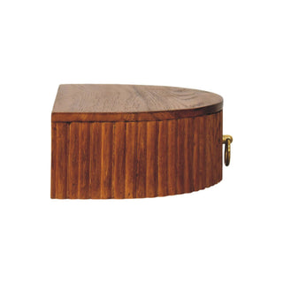 Rear view of ring pull wall nightstand showing back panel and wall-mount slot
