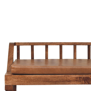 Rivian Dining Bench Leather - leather seat fabric close-up
