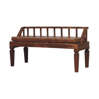 Rivian Dining Bench Leather Slatted Backrest - side angle view