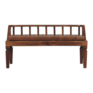 Rivian Dining Bench Leather Upholstered Slatted Backrest - front view