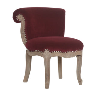 Rosalind Accent Chair Wine Red Velvet - side angle view