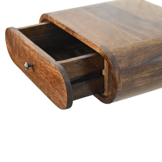 Rounded Wall-Mounted Bedside Classic Grey - solid mango wood grain close-up