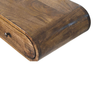 Rounded Wall-Mounted Console with 2 Drawers - drawers open interior detail