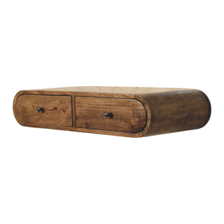 Rounded Wall-Mounted Console with 2 Drawers - side angle view