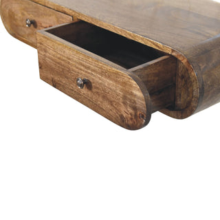 Rounded Wall-Mounted Console with 2 Drawers - top surface view