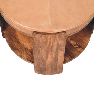 Savoy Leather Coffee Table - lifestyle living room setting
