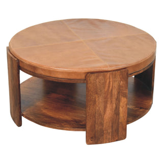 Savoy Leather Coffee Table - side angle view