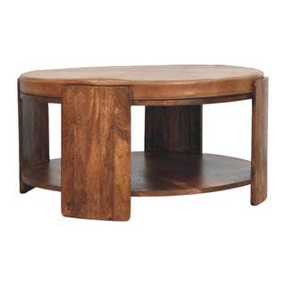 Savoy Leather Coffee Table - top surface overhead flat lay