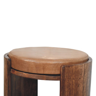 Savoy Leather Stool - leather material texture close-up