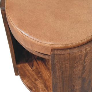 Savoy Leather Stool - leg detail close-up